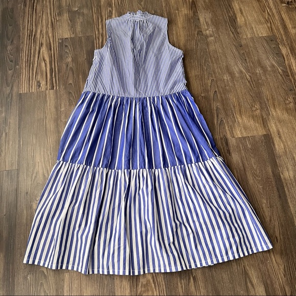 J.Crew Sleeveless Tiered Popover Dress in Mixed Stripe - Picture 3 of 14